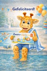 Kaart Gefeliciteerd zwemdiploma B jongen