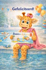 Kaart Gefeliciteerd zwemdiploma B meisje