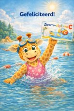 Kaart Gefeliciteerd zwemdiploma C meisje