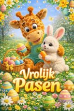 Kaart Vrolijk Pasen - konijntje
